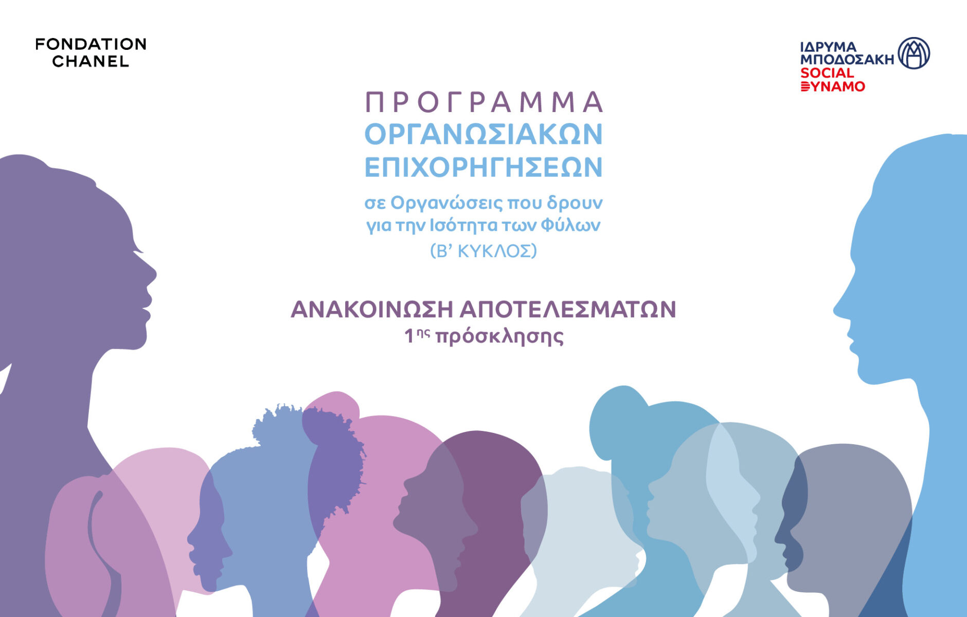 Ανακοίνωση αποτελεσμάτων Προγράμματος Οργανωσιακών Επιχορηγήσεων σε Οργανώσεις που δρουν για την Ισότητα των Φύλων